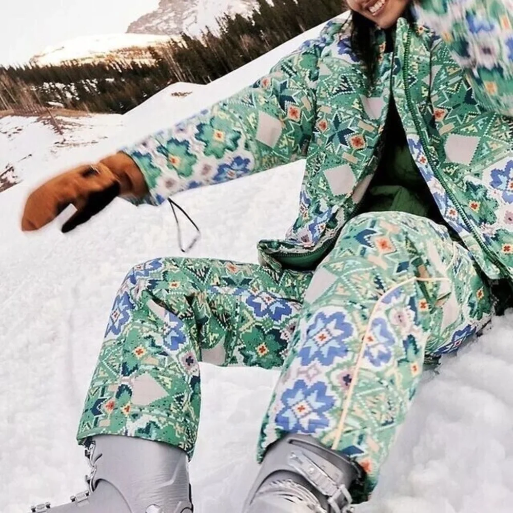 Free People Movement Bunny Slope Printed Puffer Jacket Green - Picture 2 of 4